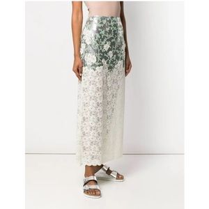 Paco Rabanne Silver And Lace Skirt